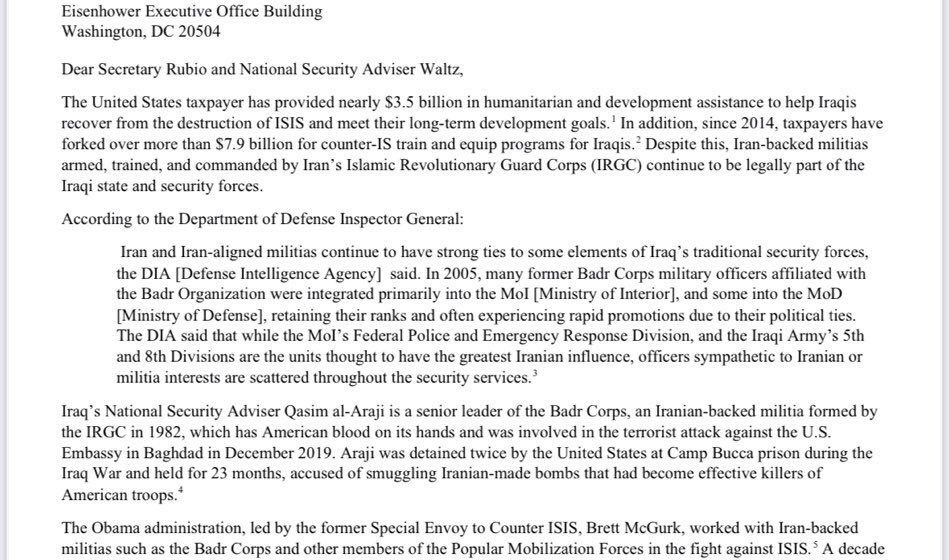 U.S. Lawmakers Push to Sanction Iraqi Factions